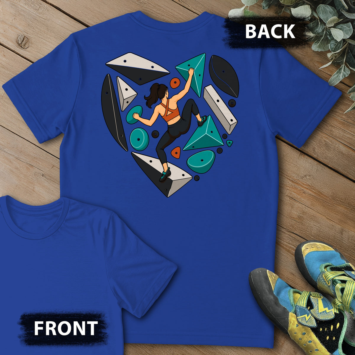 Heart Spray Wall Backprint Tee in Royal — flat lay mockup