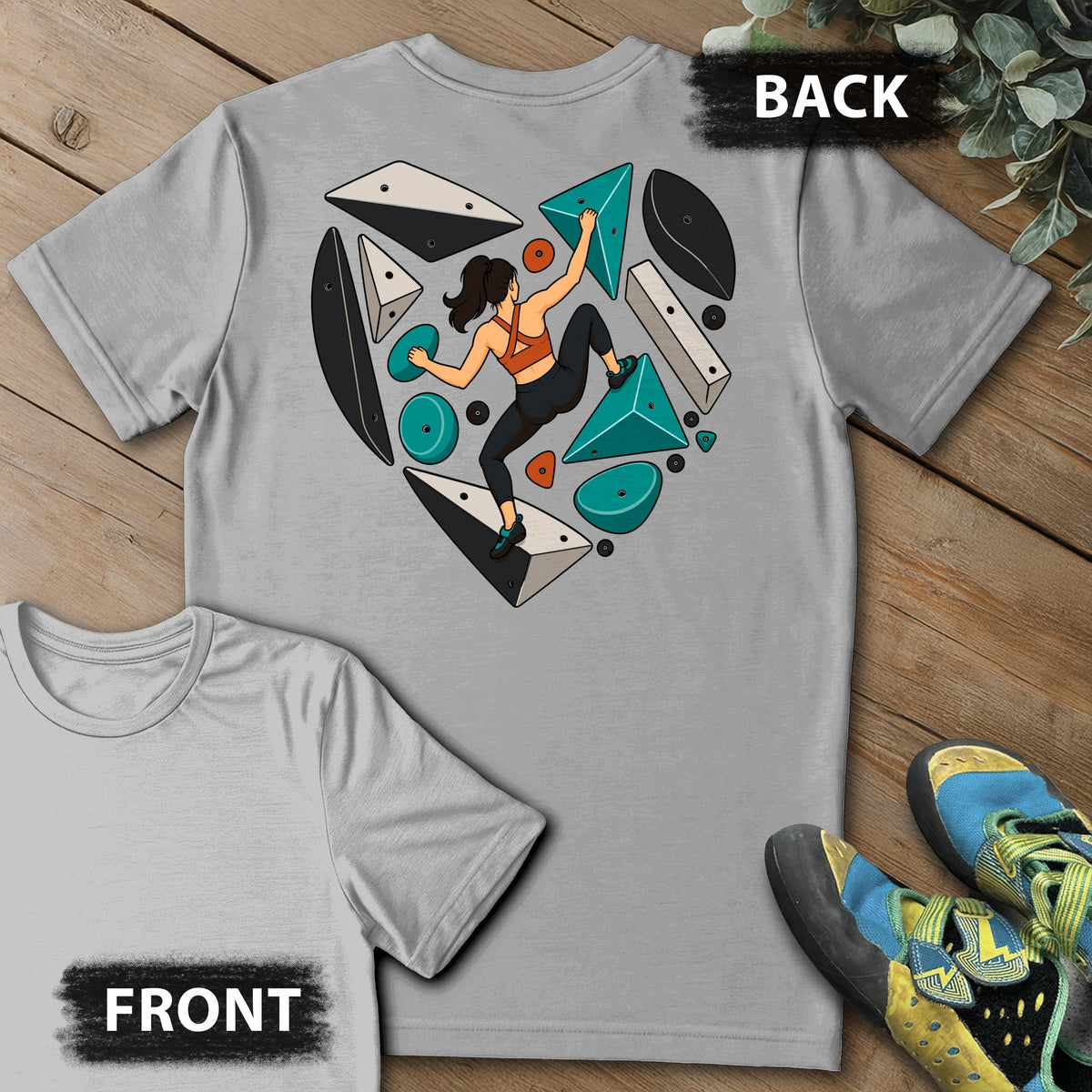 Heart Spray Wall Backprint Tee in Sport Grey — flat lay mockup
