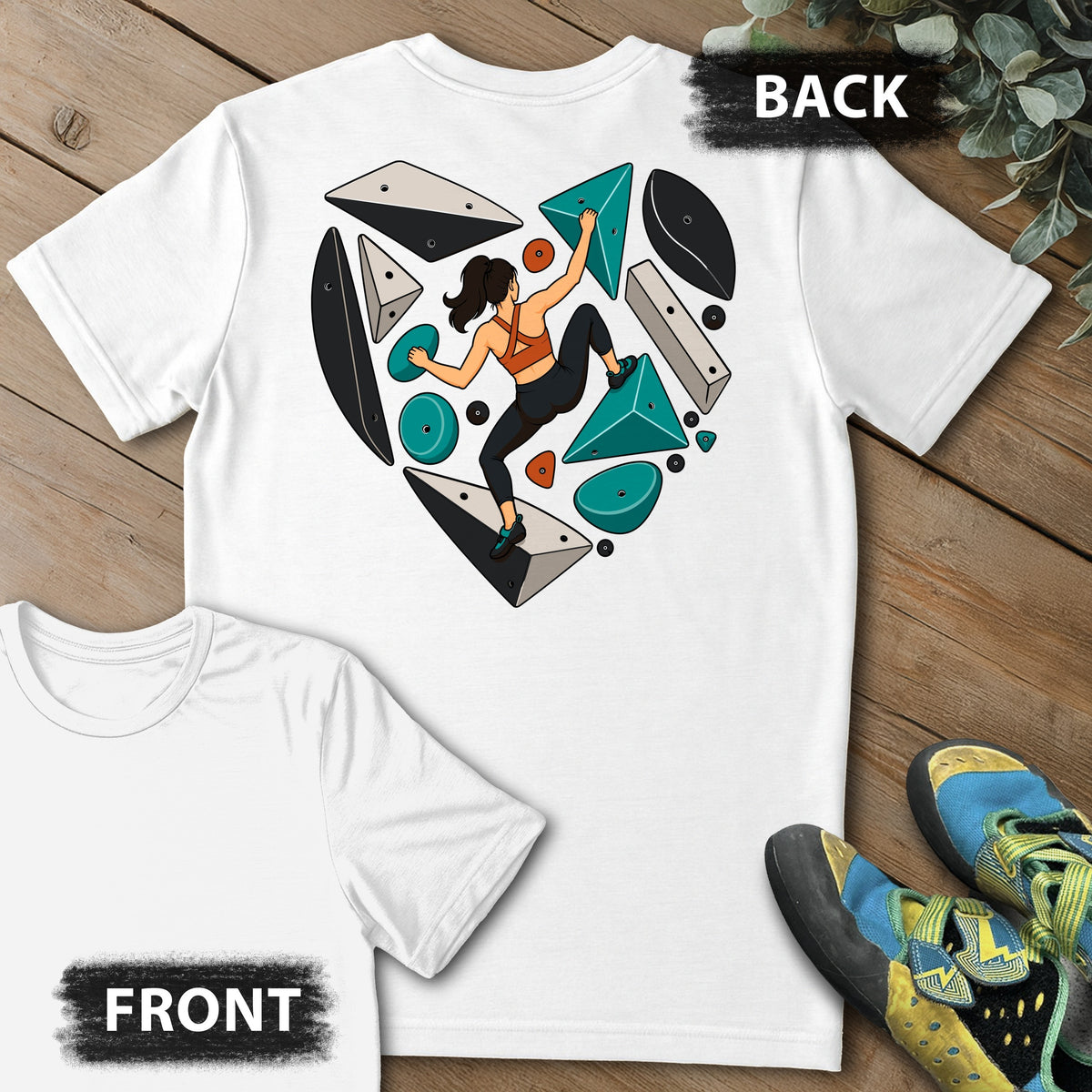 Heart Spray Wall Backprint Tee in White — flat lay mockup