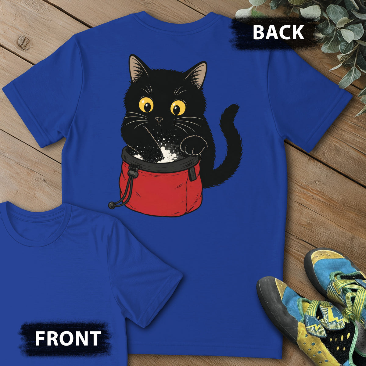 I Haz Chalk Backprint Tee in Royal — flat lay mockup