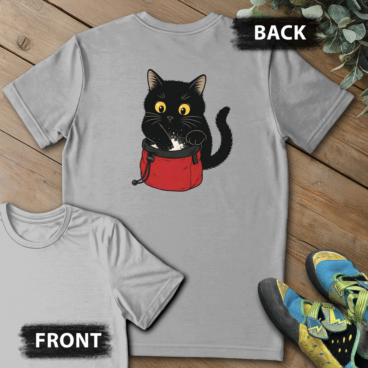 I Haz Chalk Backprint Tee in Sport Grey — flat lay mockup