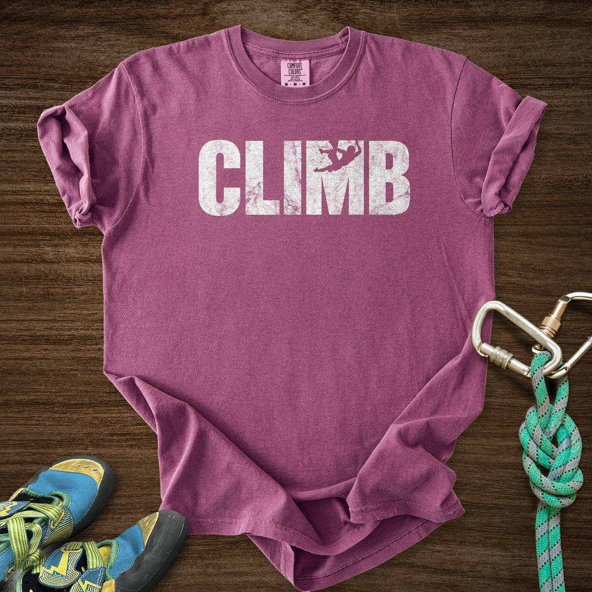 M Climber Premium in Berry — flat lay mockup