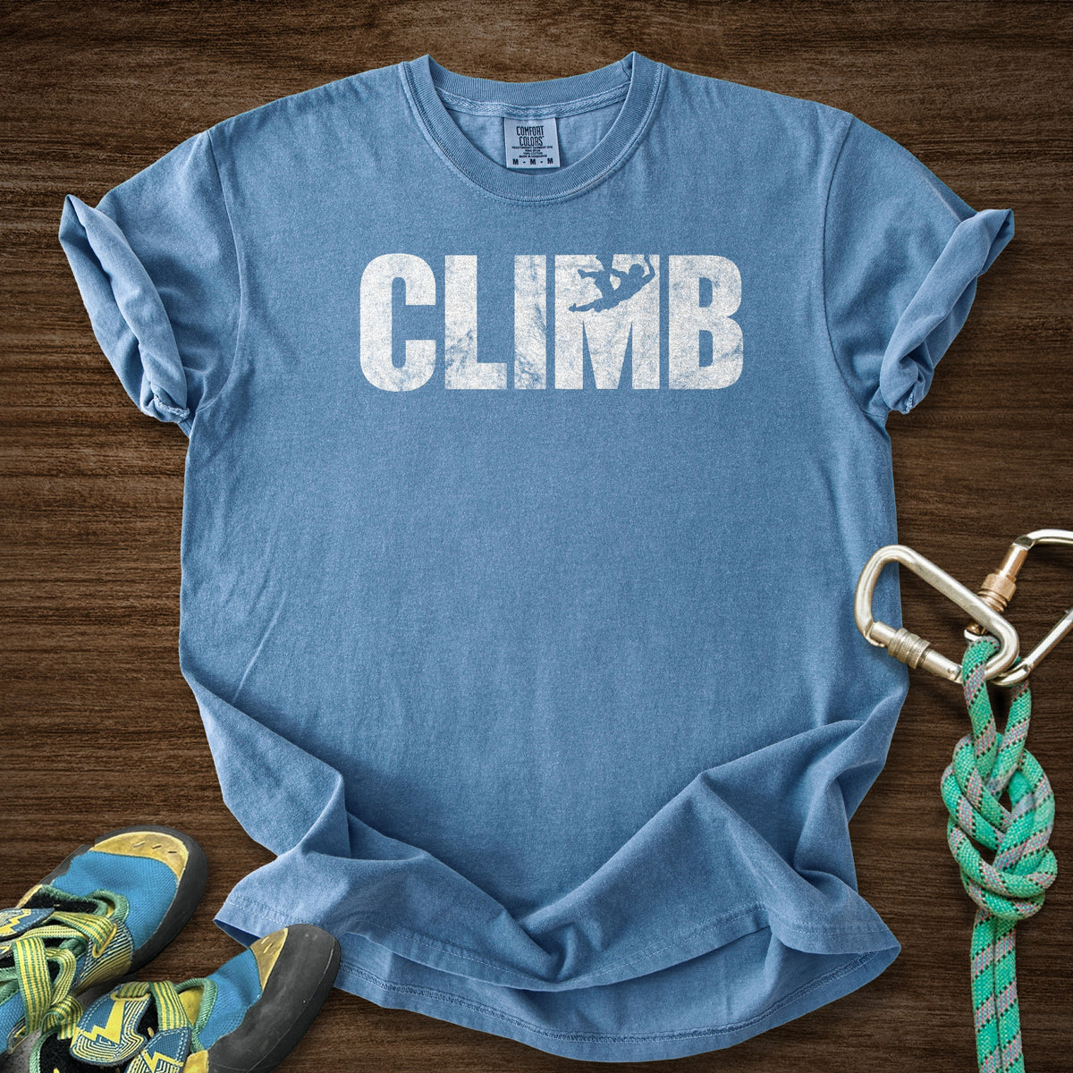 M Climber Premium in Blue Jean — flat lay mockup