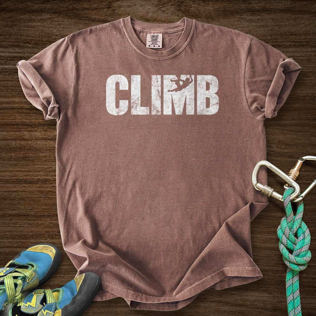 M Climber Premium in Espresso — flat lay mockup
