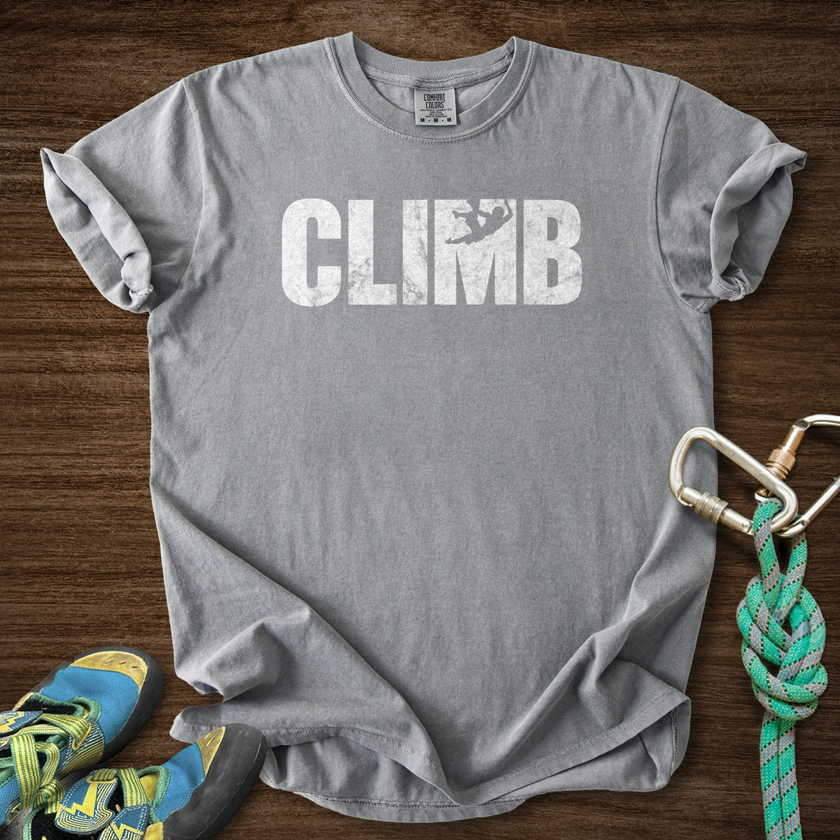 M Climber Premium in Grey — flat lay mockup