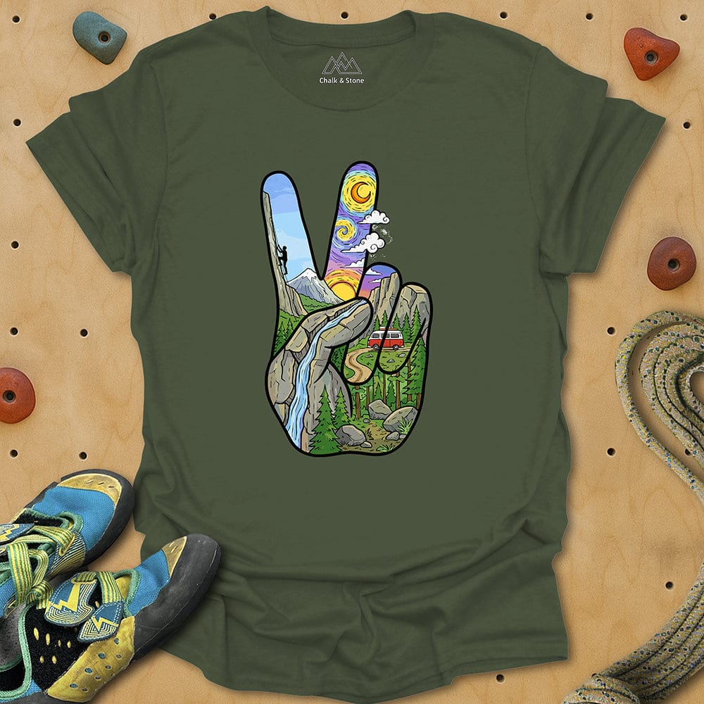 Peace Sign Climb Outside Tee