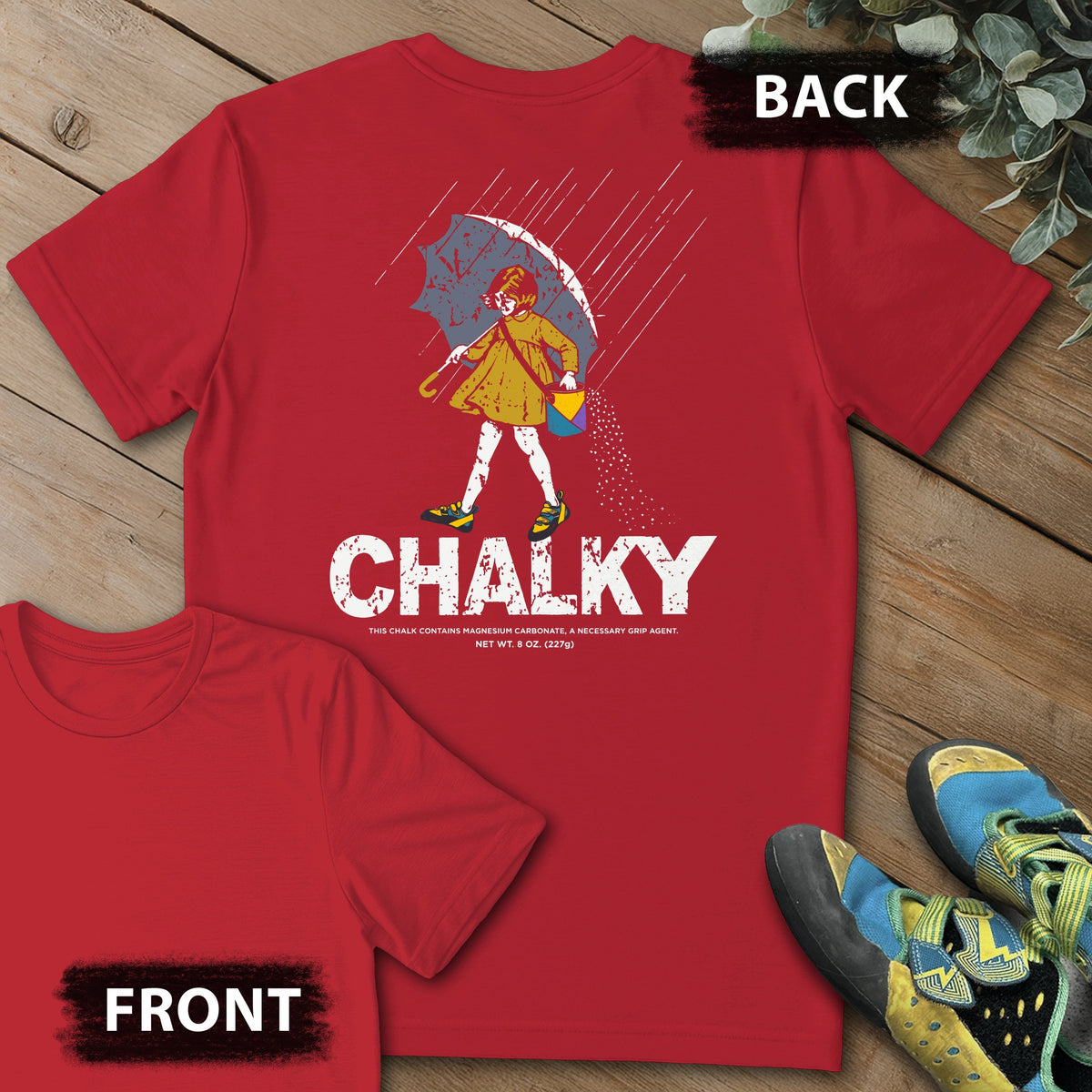 Morton Chalky Backprint Tee in Red — flat lay mockup