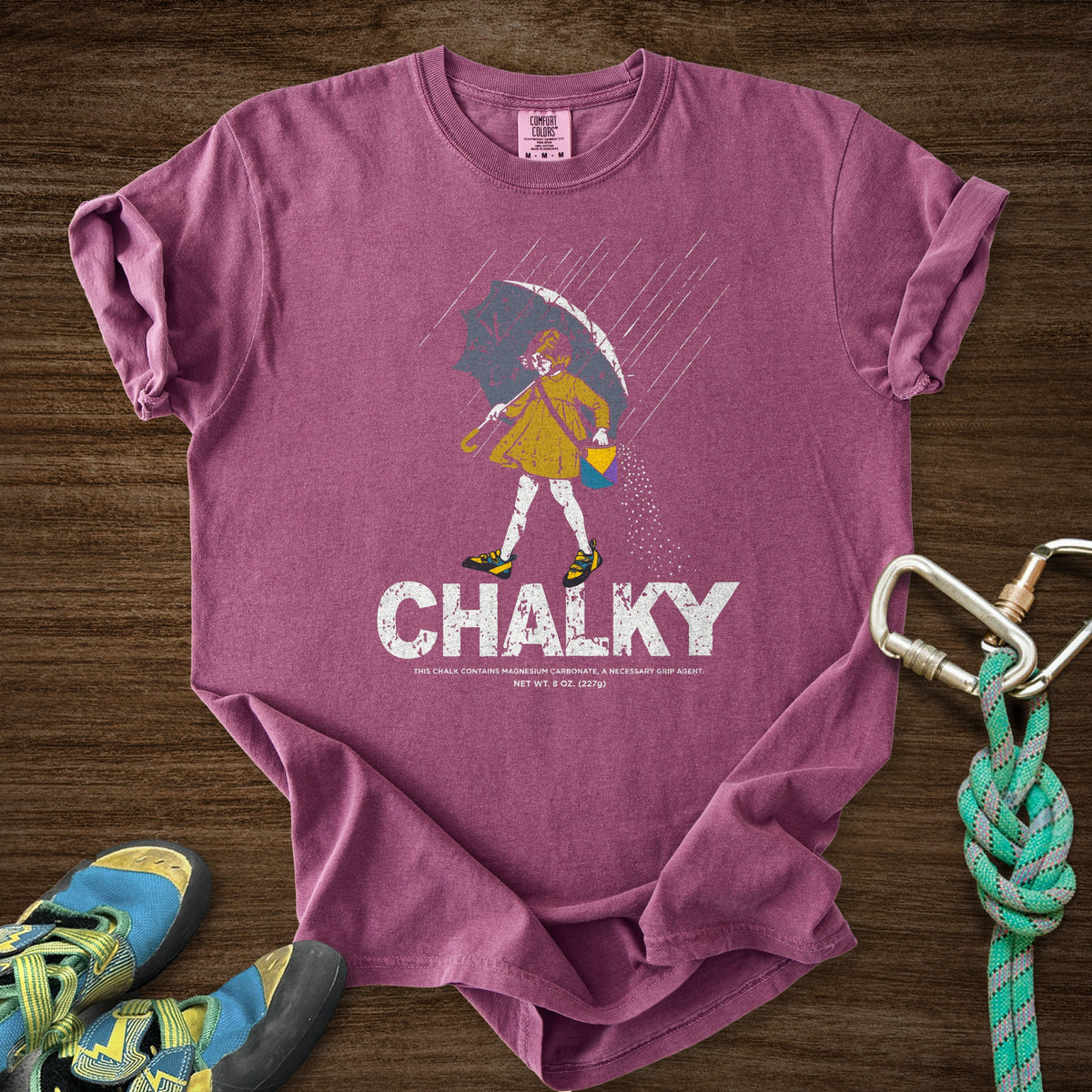 Morton Chalky Premium in Berry — flat lay mockup
