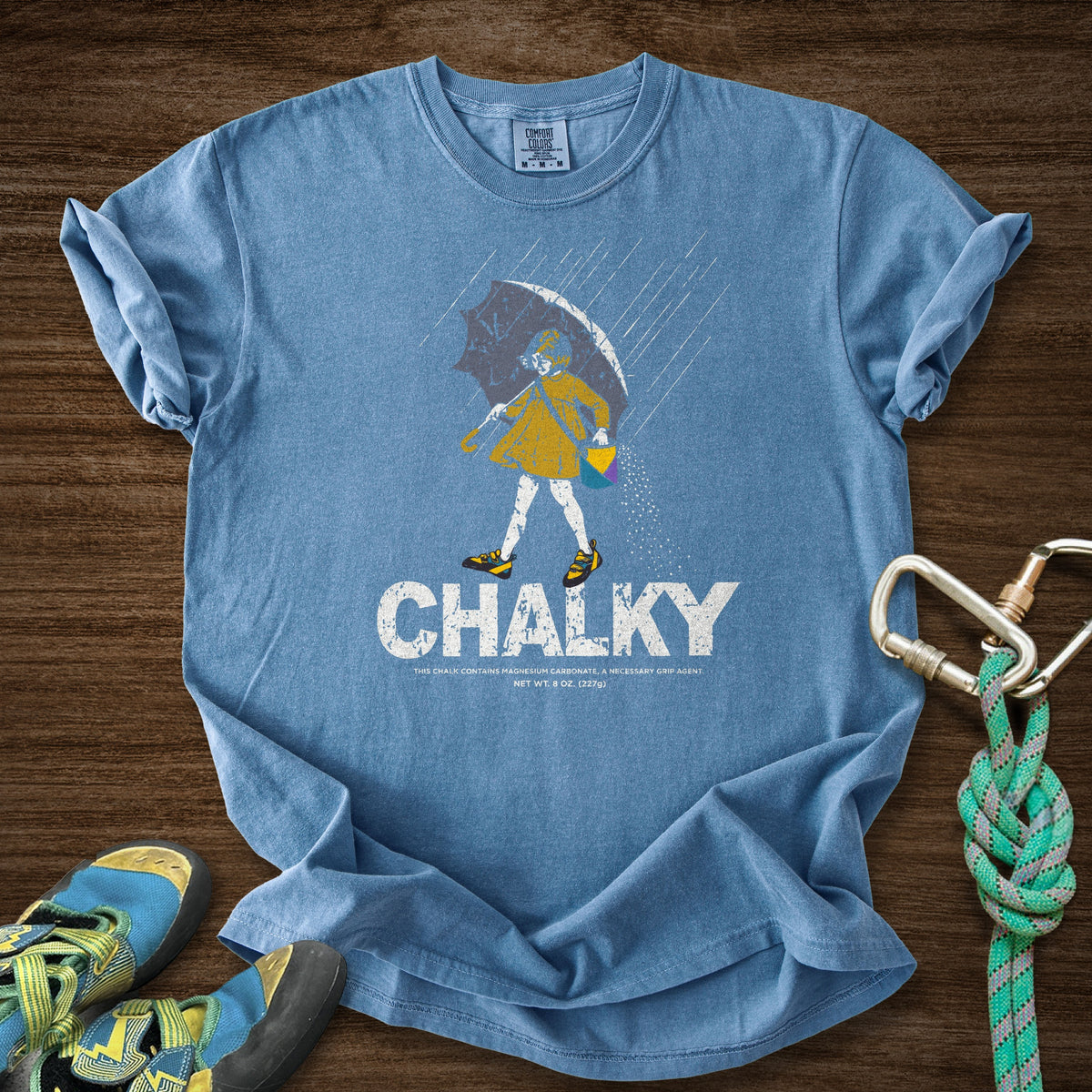 Morton Chalky Premium in Blue Jean — flat lay mockup