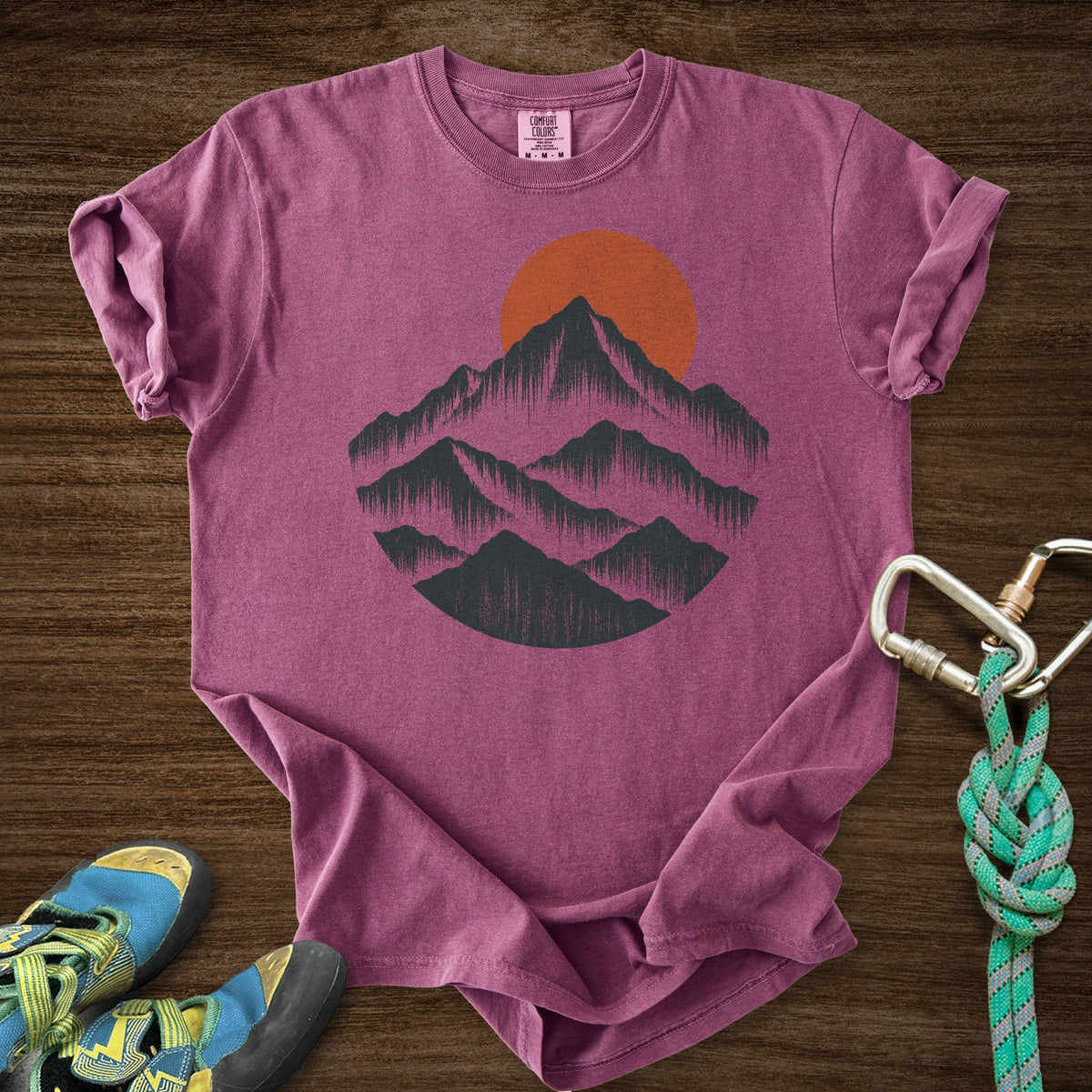 Mountain Mist Premium in Berry — flat lay mockup