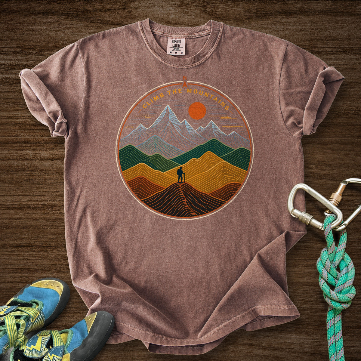 Mtns Point North Premium in Espresso — flat lay mockup