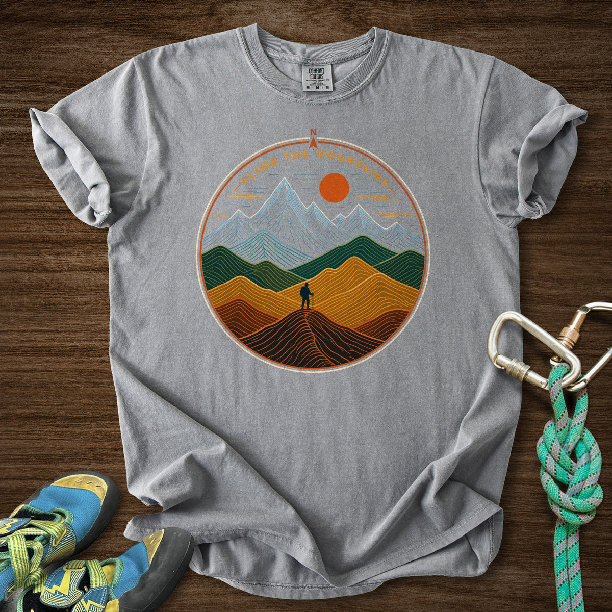 Mtns Point North Premium in Grey — flat lay mockup