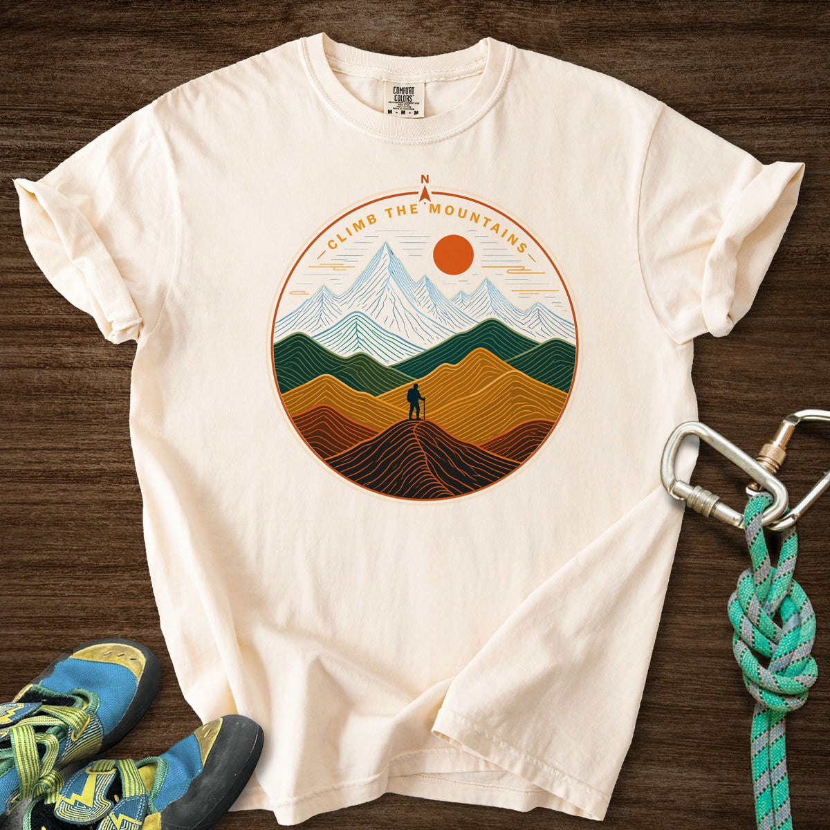 Mtns Point North Premium in Ivory — flat lay mockup