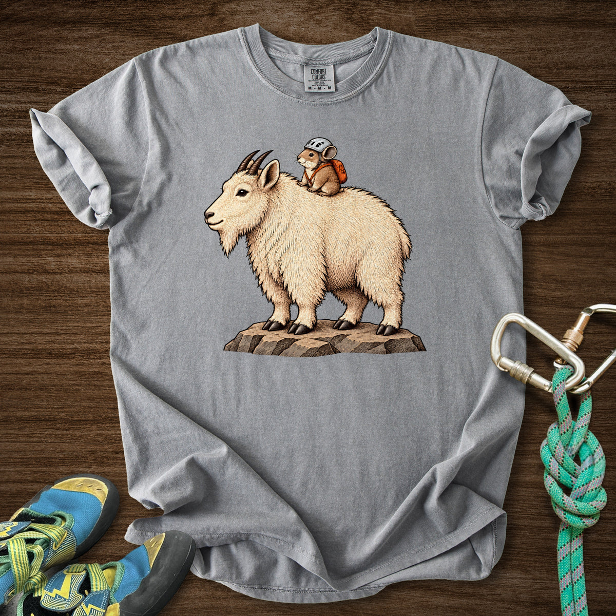 Pika On A Ride Premium in Grey — flat lay mockup