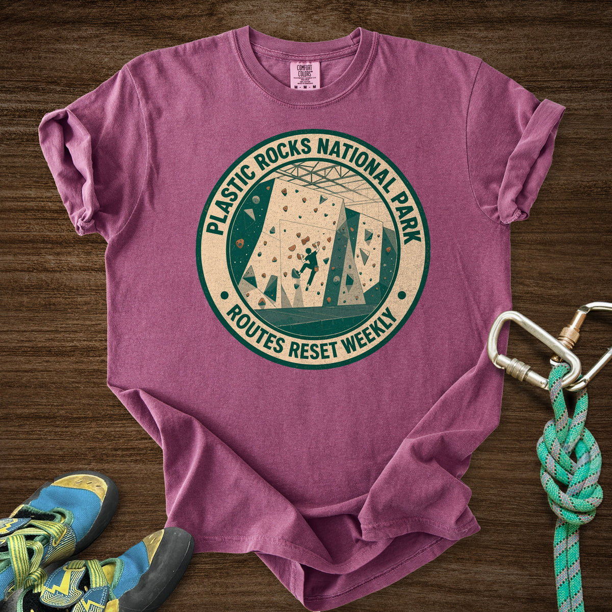 Plastic Rocks Natl Park Premium in Berry — flat lay mockup