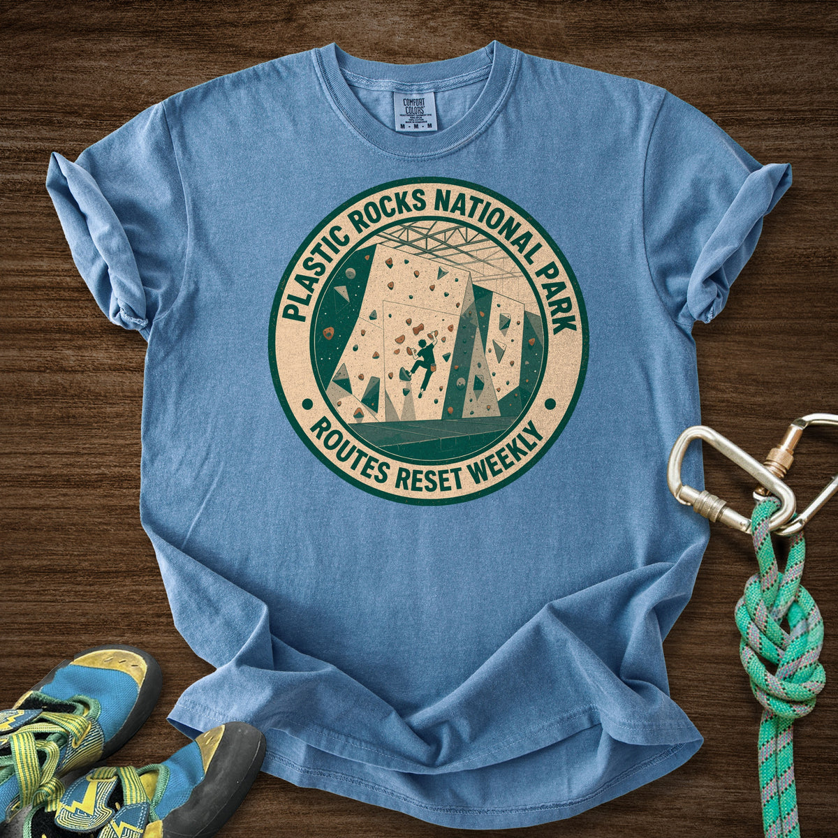 Plastic Rocks Natl Park Premium in Blue Jean — flat lay mockup