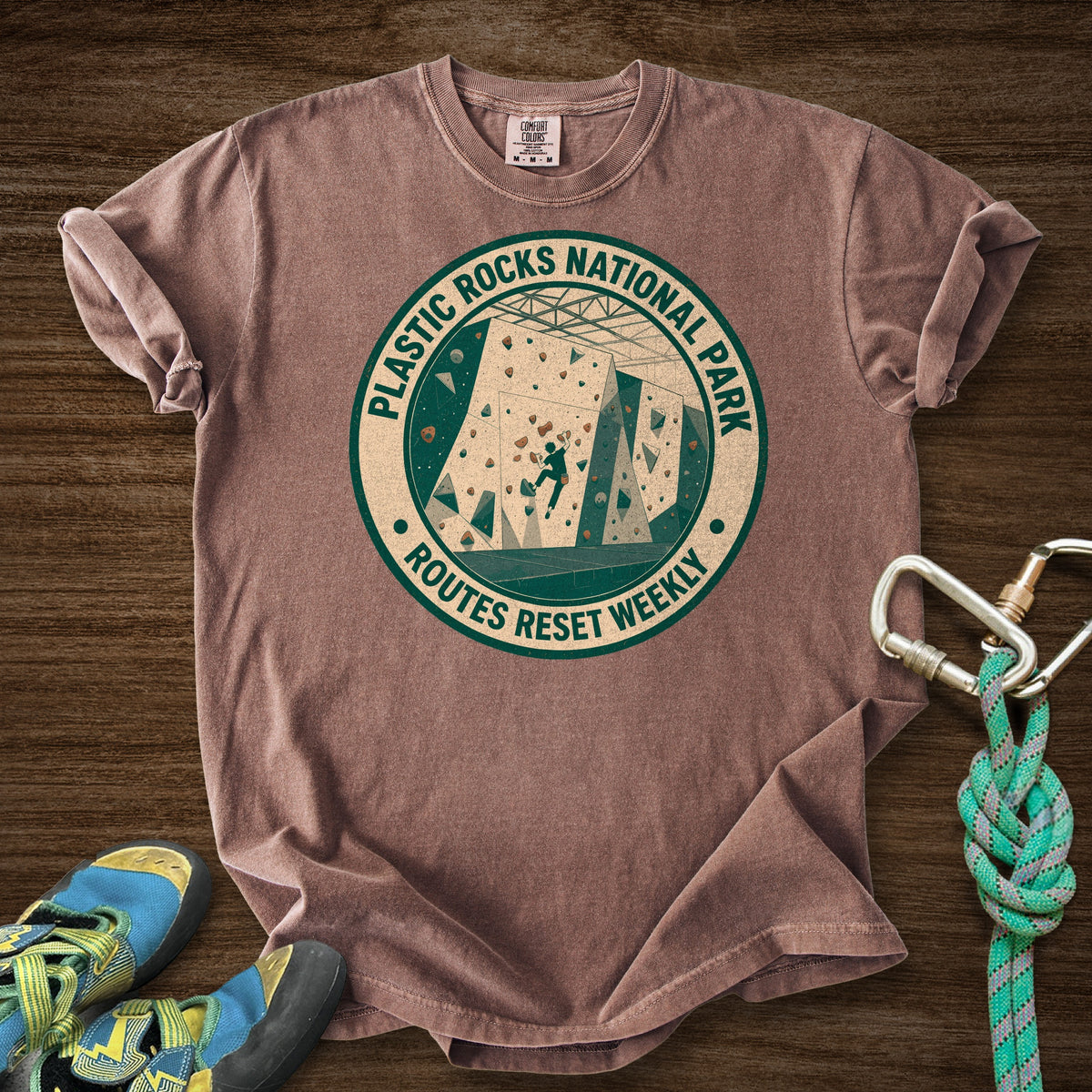 Plastic Rocks Natl Park Premium in Espresso — flat lay mockup