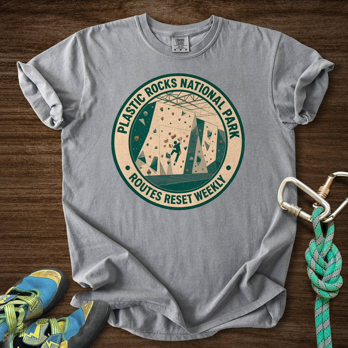 Plastic Rocks Natl Park Premium in Grey — flat lay mockup