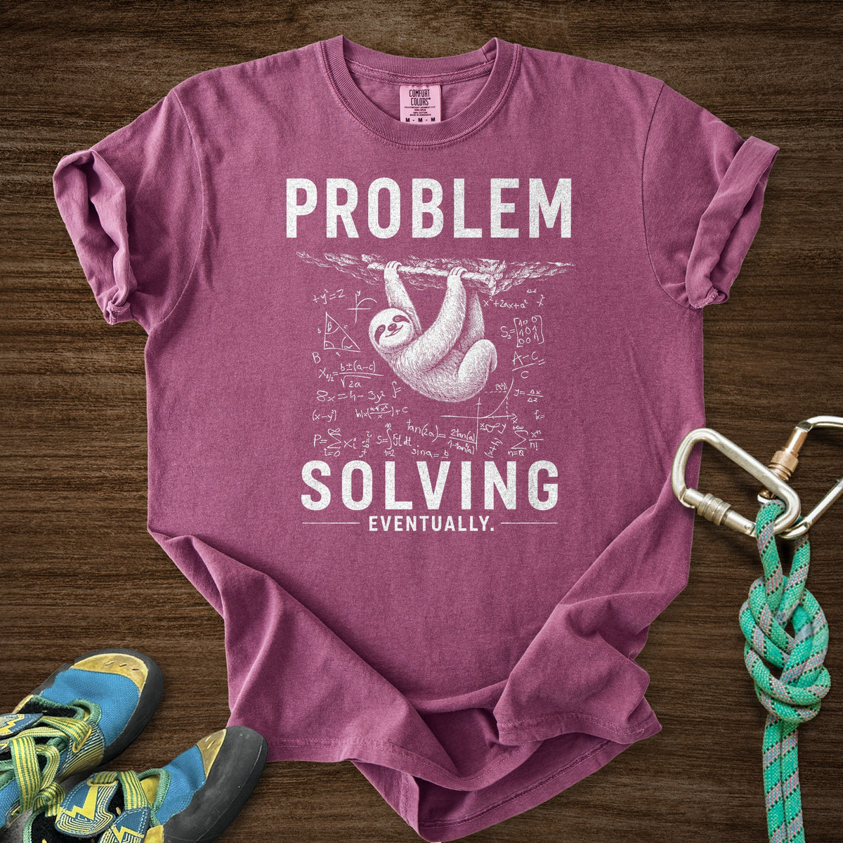 Problem Solving Eventually Premium in Berry — flat lay mockup