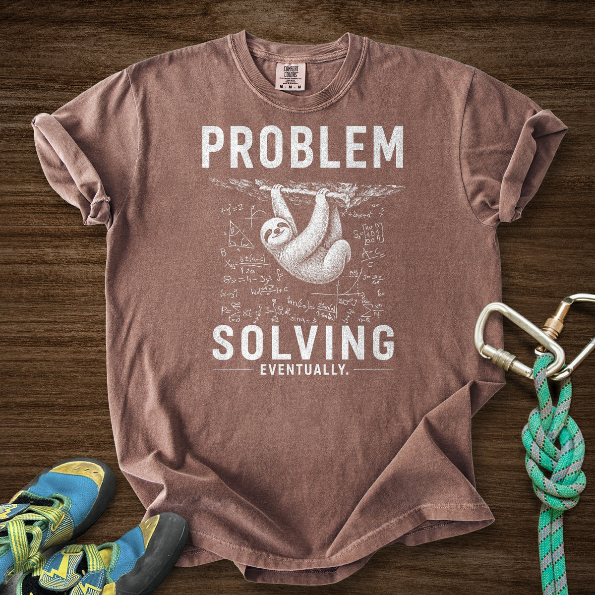 Problem Solving Eventually Premium in Espresso — flat lay mockup