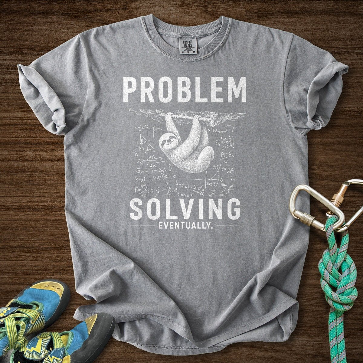Problem Solving Eventually Premium in Grey — flat lay mockup