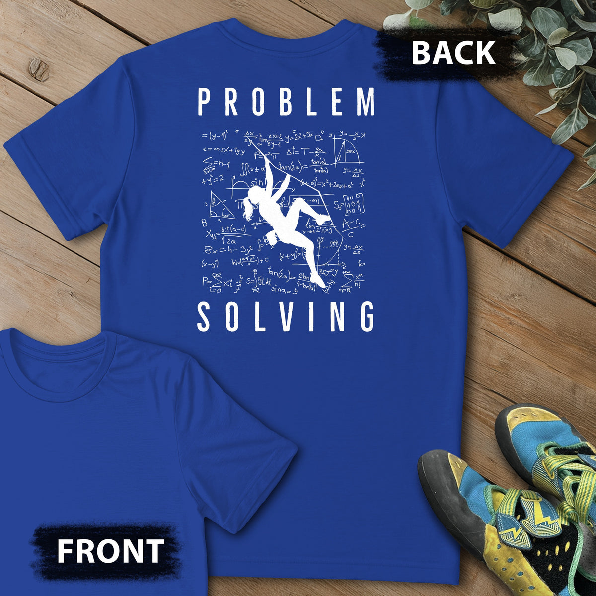 Problem Solving Girl Crusher Backprint Tee in Royal — flat lay mockup