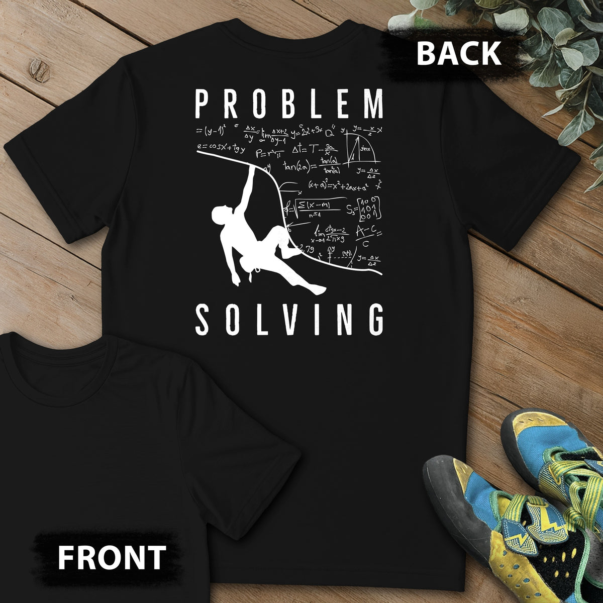 Problem Solving Overhang Backprint Tee in Black — flat lay mockup