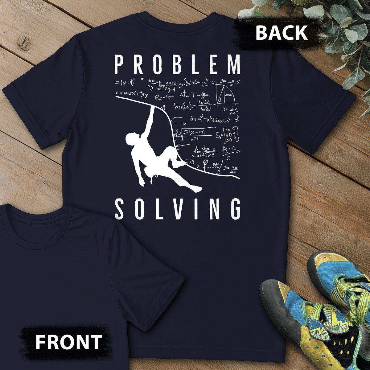 Problem Solving Overhang Backprint Tee in Navy — flat lay mockup