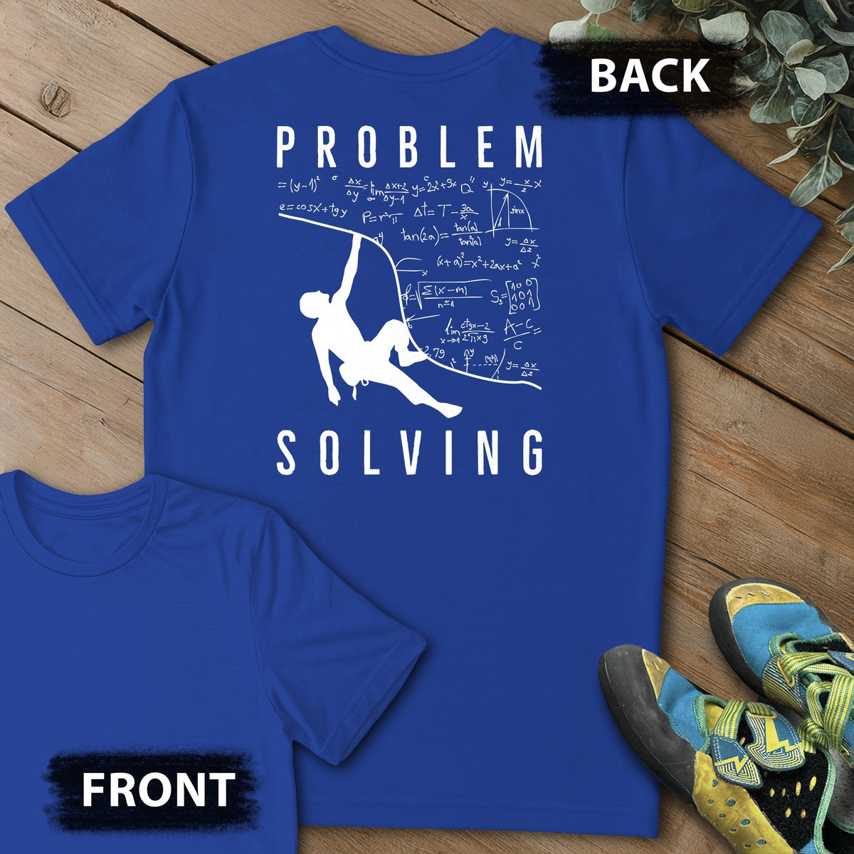 Problem Solving Overhang Backprint Tee in Royal — flat lay mockup