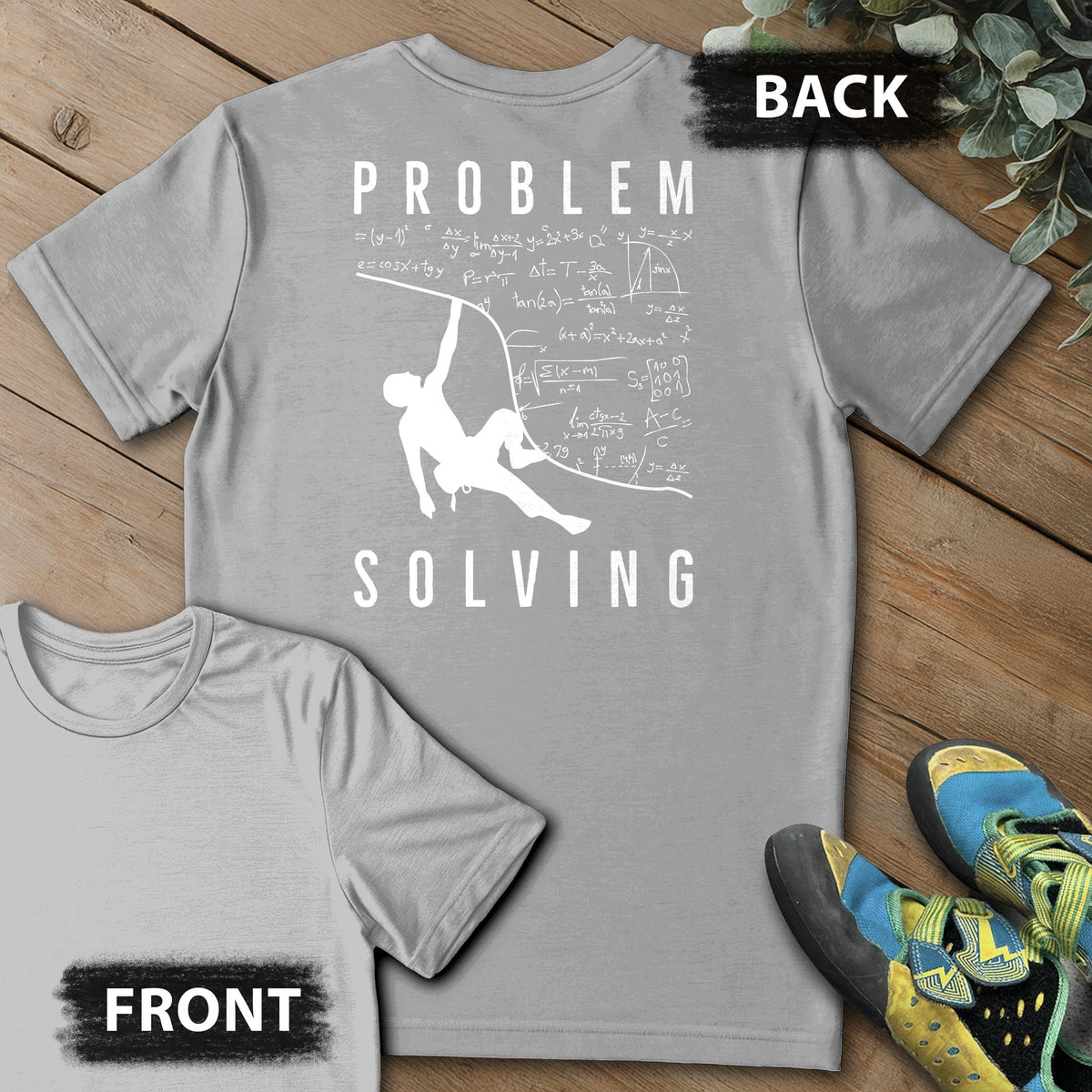 Problem Solving Overhang Backprint Tee in Sport Grey — flat lay mockup