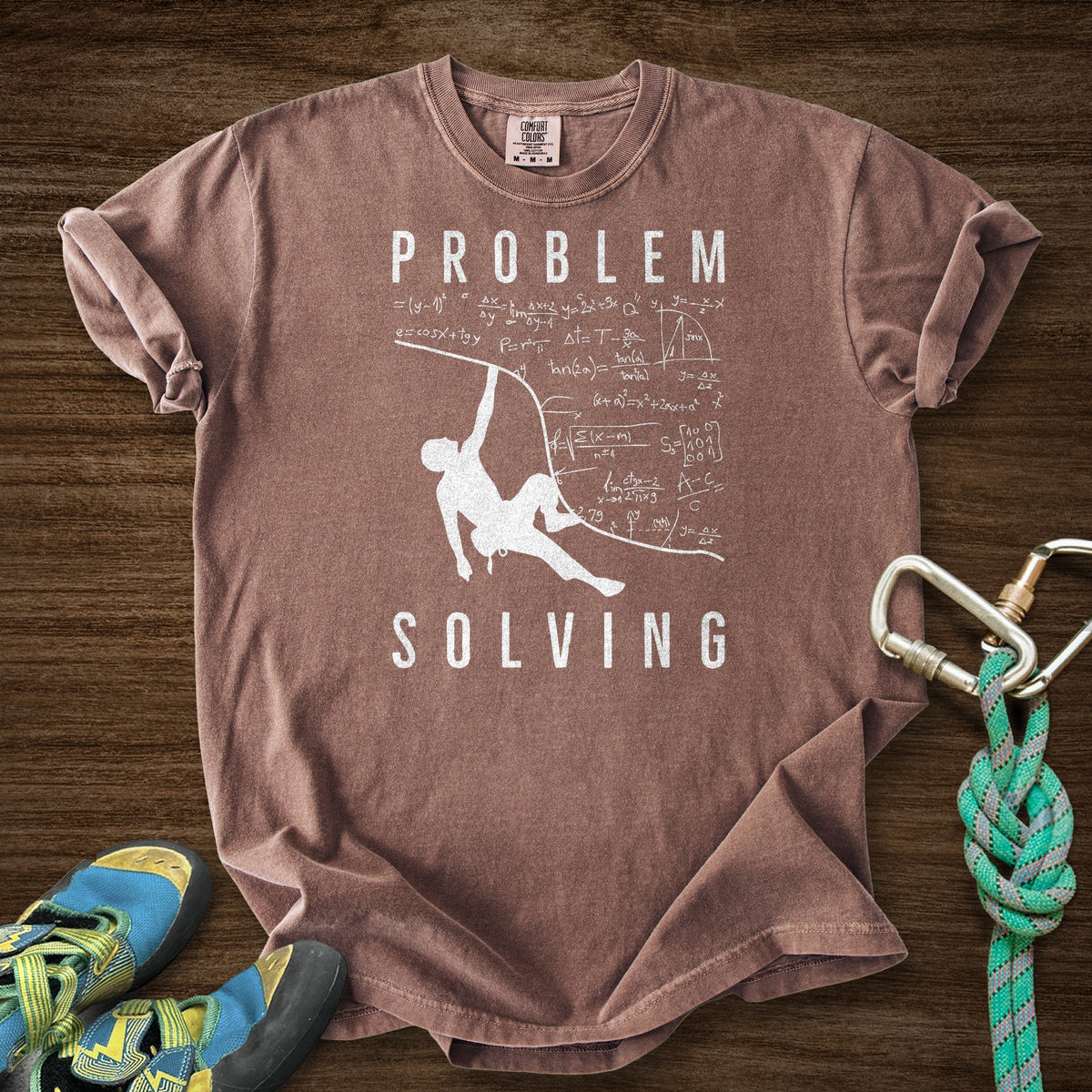 Problem Solving Overhang Premium in Espresso — flat lay mockup