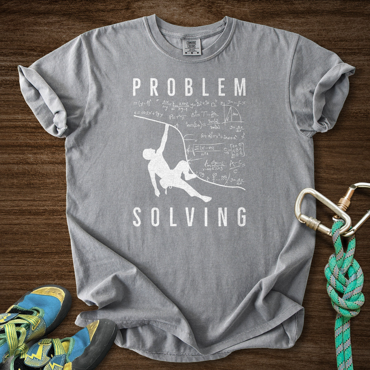Problem Solving Overhang Premium in Grey — flat lay mockup