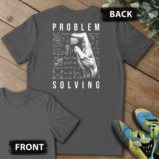 PS Equations Side Crimp Backprint Tee in Charcoal — flat lay mockup