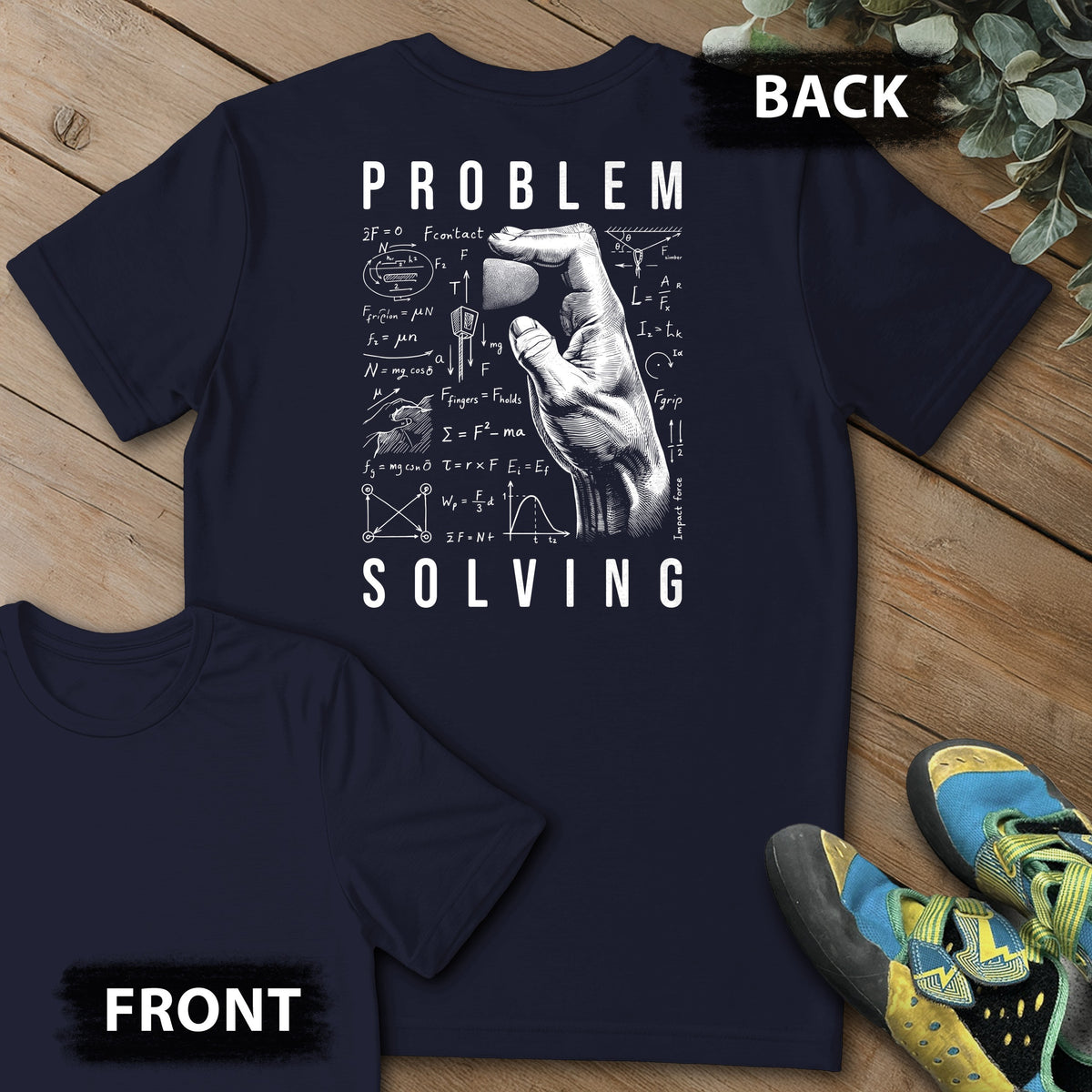 PS Equations Side Crimp Backprint Tee in Navy — flat lay mockup