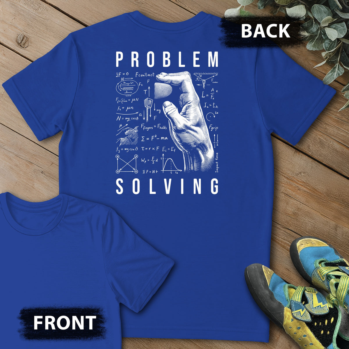 PS Equations Side Crimp Backprint Tee in Royal — flat lay mockup