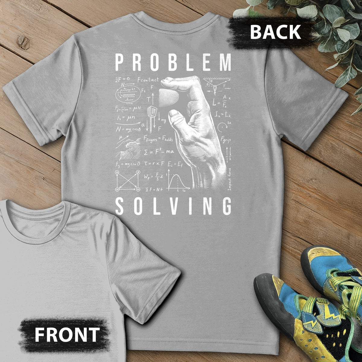 PS Equations Side Crimp Backprint Tee in Sport Grey — flat lay mockup