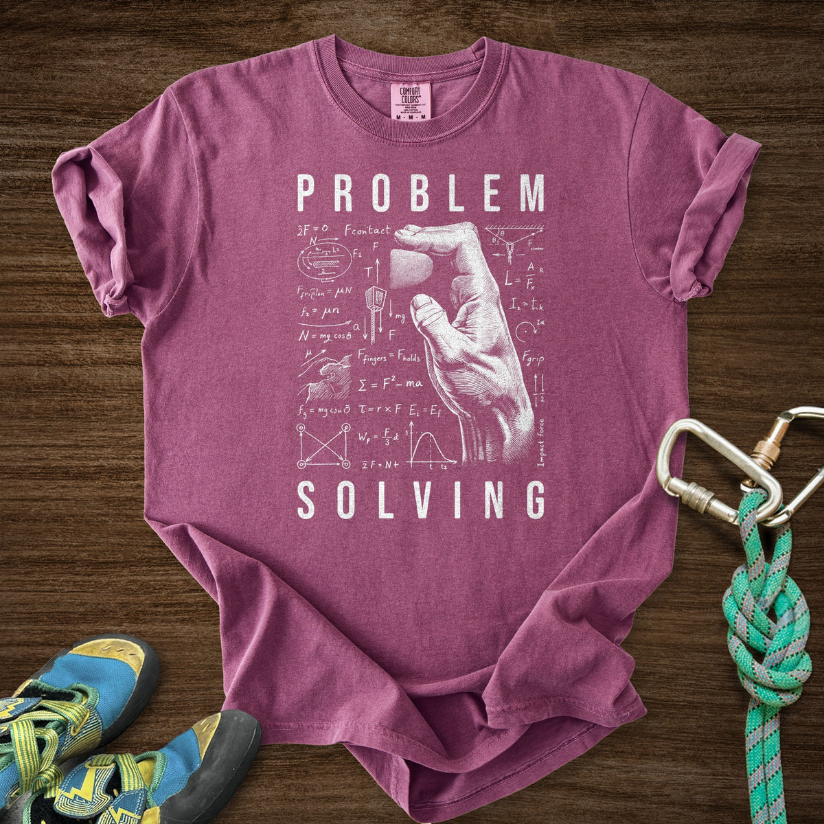 PS Equations Side Crimp Premium in Berry — flat lay mockup