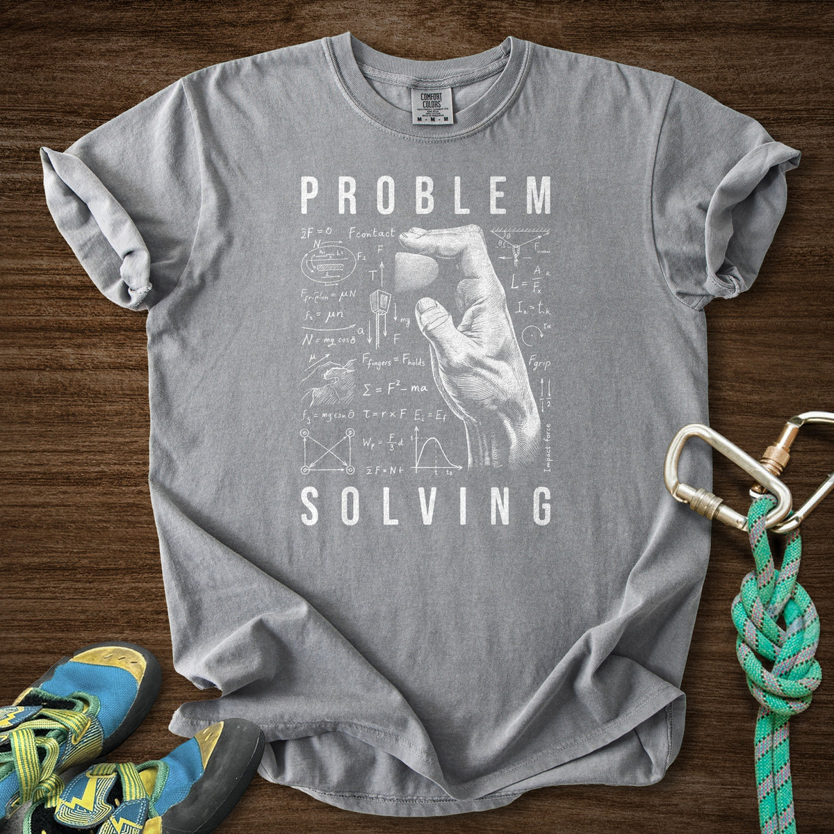 PS Equations Side Crimp Premium in Grey — flat lay mockup