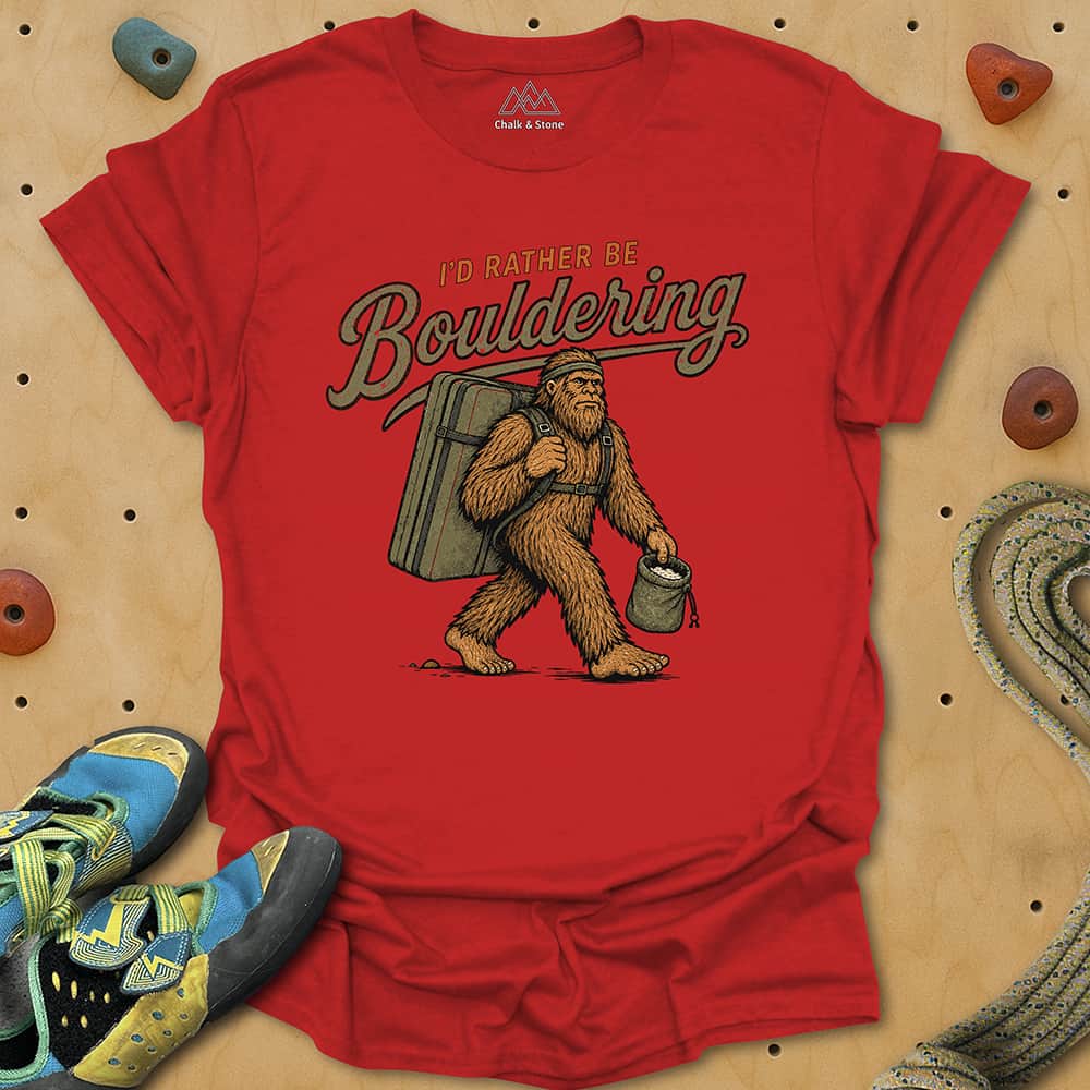 Rather Be Bouldering Sasquatch Tee