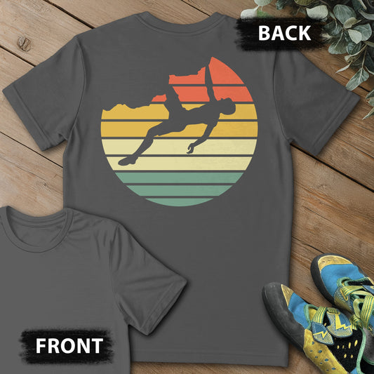 Retro Hanging Backprint Tee in Charcoal — flat lay mockup