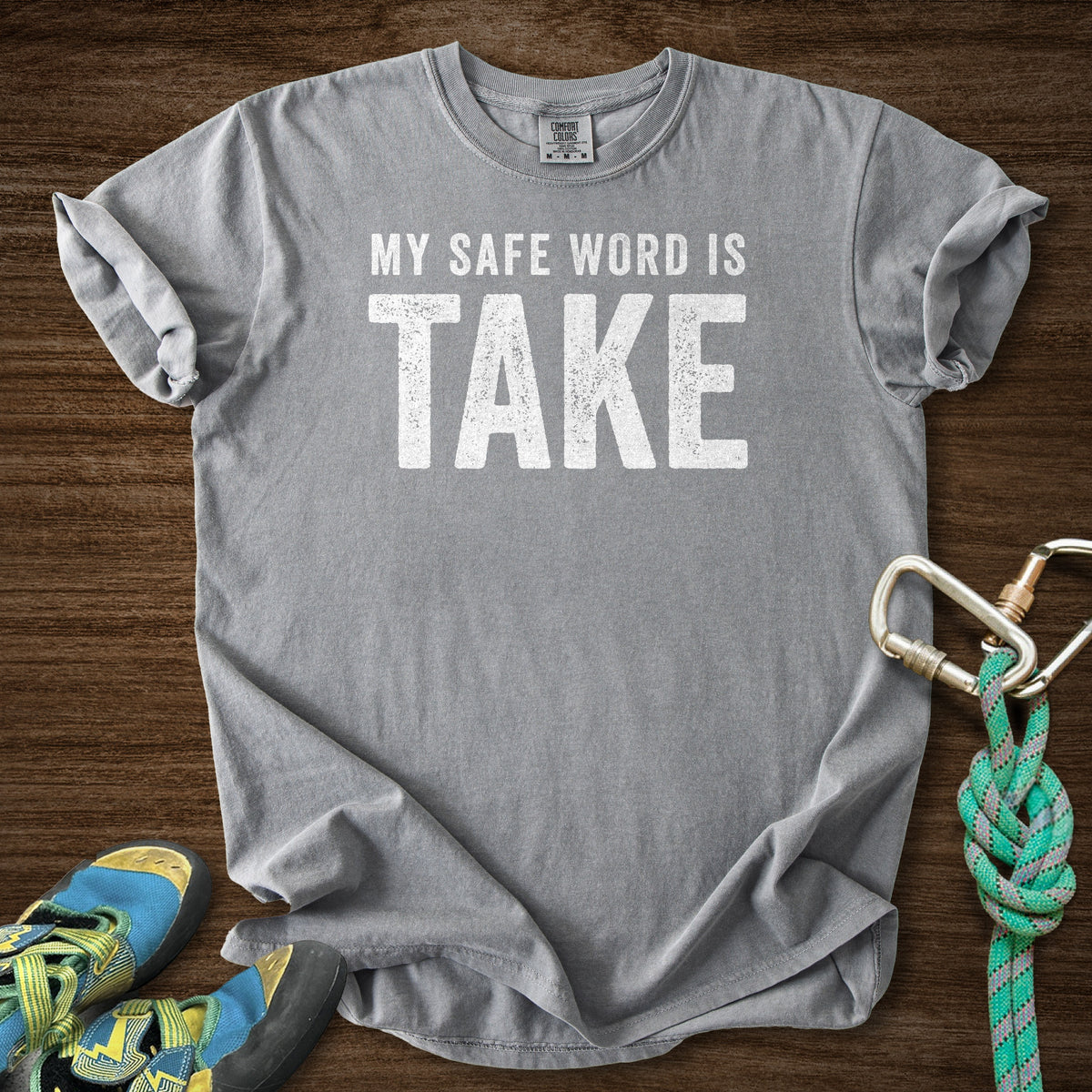 Safe Word Premium in Grey — flat lay mockup