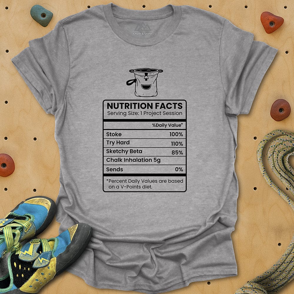 Boulderer Nutrition Facts Tee