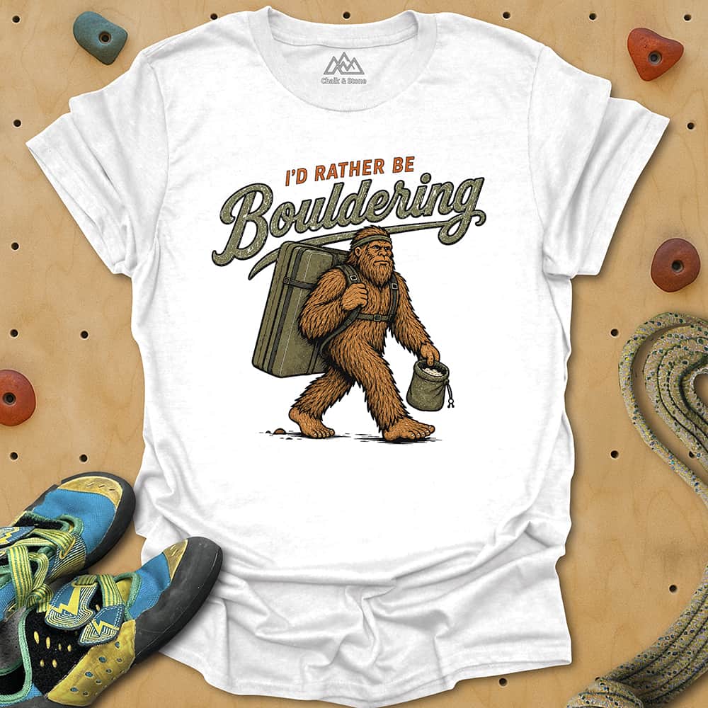 Rather Be Bouldering Sasquatch Tee